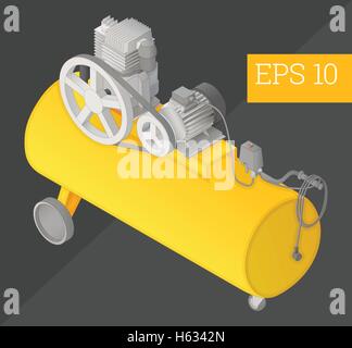 air compressor isometric vector illustration Stock Vector