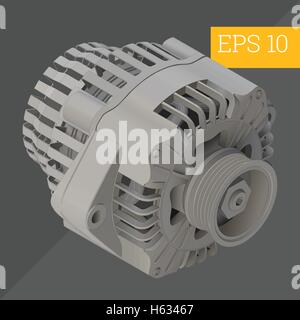 alternator isometric vector illustration Stock Vector