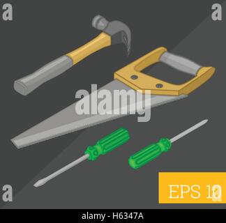 tools collection isometric vector illustration Stock Vector