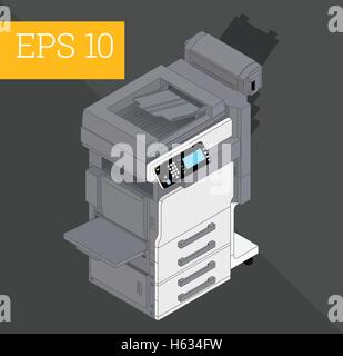Copier printer isometric vector illustration Stock Vector