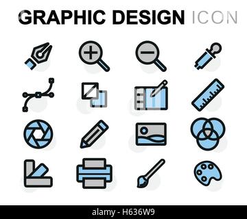 Graphic design line icons set on color circles white background for ...