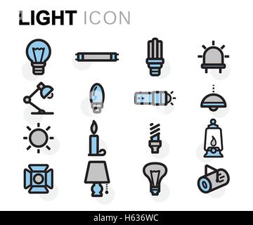 Vector flat line light icons set on white background Stock Vector