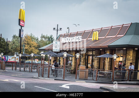 McDonald's drive through fast food restaurant in Wandsworth, London, England, UK Stock Photo