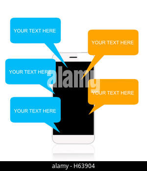 Smartphone with blank speech bubbles Stock Photo