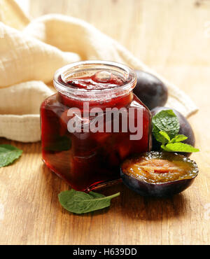 Homemade organic jam of plum. Healthy natural food Stock Photo