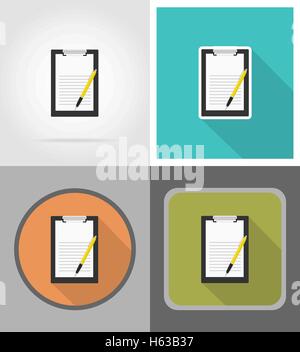 clipboard and pen flat icons vector illustration isolated on background Stock Vector