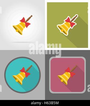 school bell flat icons vector illustration isolated on background Stock Vector