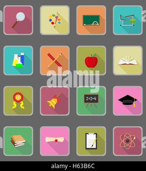 school education flat icons vector illustration isolated on background Stock Vector