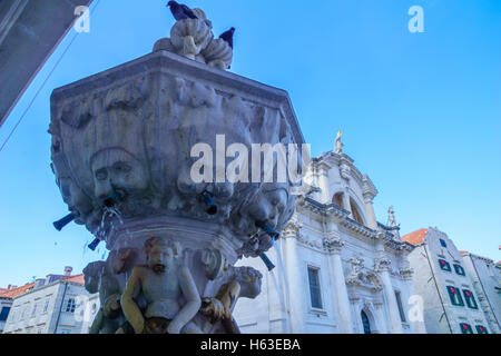 Little Onofrio's Fountain and the St. Blaise Church, in the old city of Dubrovnik, Croatia Stock Photo