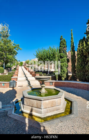 View of the beautiful gardens in the Almeria (Almería) castle (Alcazaba of Almeria), Spain Stock Photo