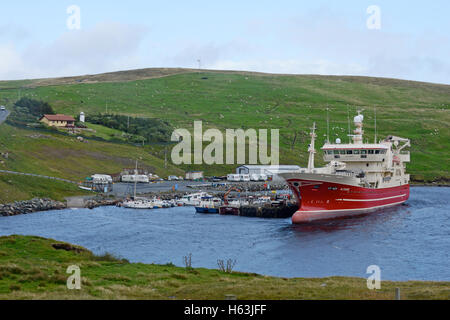 Altaire pelagic fishing boat on the Collafirth pier in north Shetland one of the Shetland fishing fleet owned by locals. Stock Photo