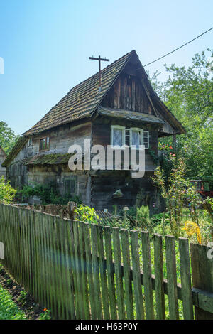 Typical wooden house, in the village Cigoc, Lonjsko Polje area, Croatia Stock Photo