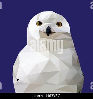 Abstract Low Poly Snowy Owl, (Bubo scandiacus) - Vector Illustration Stock Vector