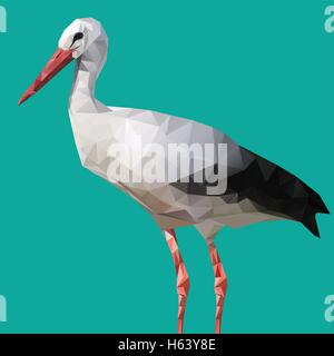 Abstract Low Poly White Stork, (Ciconia ciconia) - Vector Illustration Stock Vector