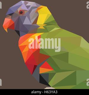 Abstract Low Poly Parrot, Rainbow lorikeet - Vector Illustration Stock Vector