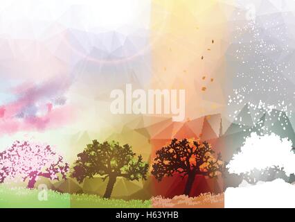 Four Seasons Banners with Abstract Trees - Vector Illustration Stock ...