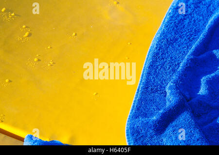 close up of beach towel on sun lounger Stock Photo