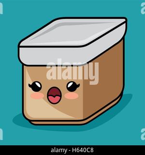 kawaii container kitchen icon graphic Stock Vector