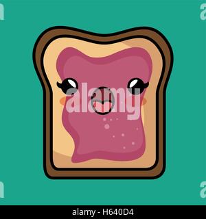 bread jam kawaii toast design Stock Vector
