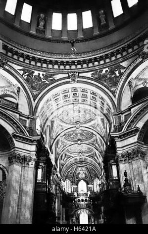 Russell Powell BASE 230 BASE Jumping from the Whispering Gallery inside St Pauls' Cathedral London. Picture copyright Doug Blane Stock Photo