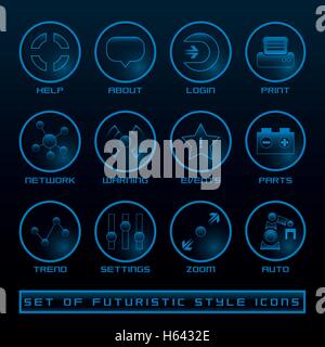 Futuristic style user interface icons for mobile and web applications ...