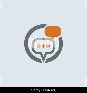 Gray-orange conversation and communication chat bubbles round vector icon Stock Vector
