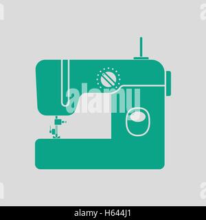 Modern sewing machine icon. Gray background with green. Vector ...