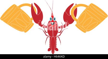 crayfish isolated white background Stock Vector