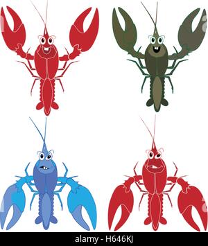 crayfish isolated white background Stock Vector