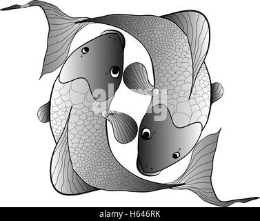 black fishes isolated Stock Vector