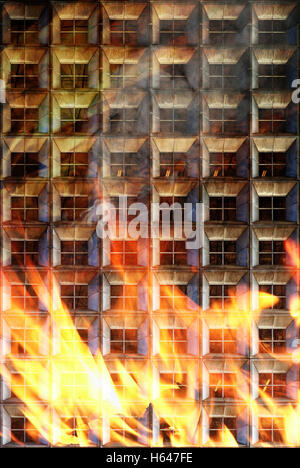 House on fire with flames coming out the windows Stock Photo - Alamy