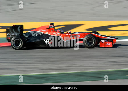 Motorsports, Timo Glock, GER, in the Virgin VR-01 race car, Formula 1 testing at the Circuit de Catalunya race track in Stock Photo