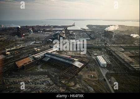 USA, Maryland, Aerial photograph of the old Sparrows Point steel mill in Baltimore Stock Photo