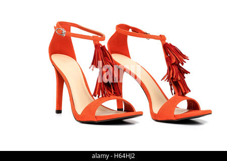 Ladies Shoes High Heels - Orange Color Stock Photo