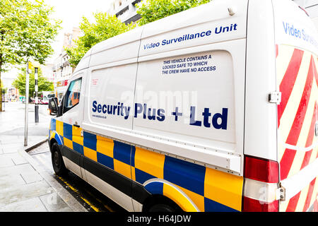 Security plus + ltd security van video surveillance unit CCTV mobile vehicle UK GB England security company companies vehicles Stock Photo