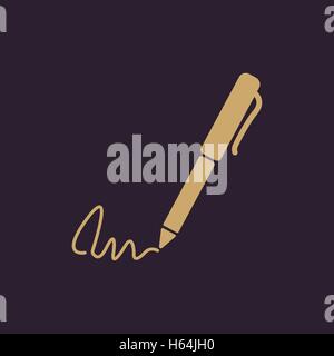 The signature icon. Pen and undersign, underwrite, ratify symbol. Flat Stock Vector