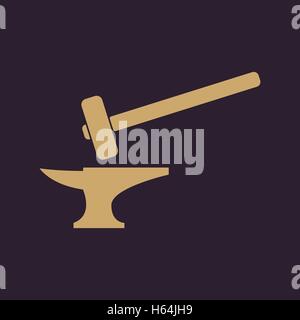 The smithy icon. Forge and stithy, blacksmith symbol. Flat Stock Vector