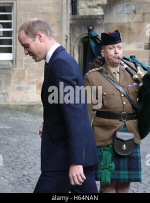 The Duke of Cambridge, known as the Earl of Strathearn in Scotland, arrives at Argyll and Sutherland Highlanders Regimental Museum at Stirling Castle. Stock Photo