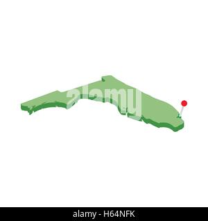 Miami on map of Florida icon, isometric 3d style Stock Vector