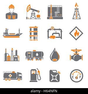 Oil and gas industry icon set. Colour design. Vector illustration Stock ...
