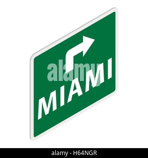 Road sign with Miami icon, isometric 3d style Stock Vector