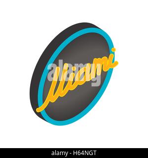 Neon sign Miami icon, isometric 3d style Stock Vector