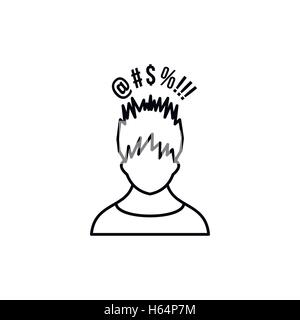 Man with different signs over his head icon Stock Vector