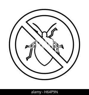 No bug sign icon, outline style Stock Vector