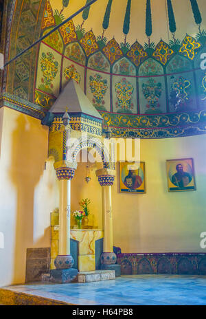 The Altar of St John the Baptist in Etchmiadzin Cathedral, decorated with carved columns, Vagharshapat, Armenia Stock Photo