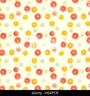 Seamless pattern , Colorful pattern made of citrus fruits isolated on white. Stock Photo