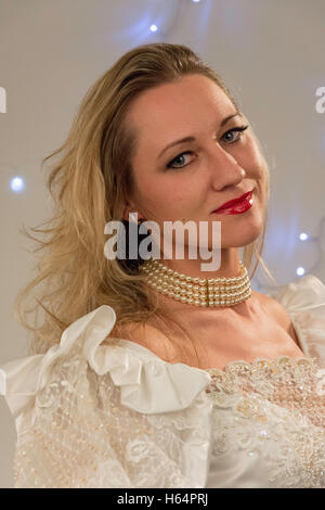 Studio portrait of a blonde bride, Greater London, England, United Kingdom Stock Photo