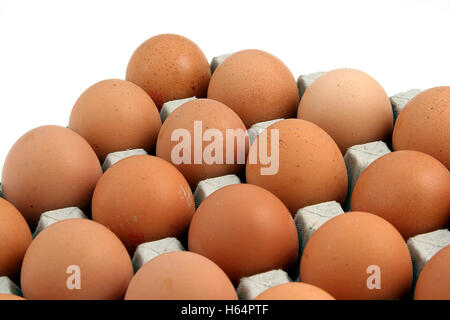 Brown eggs in carton Stock Photo