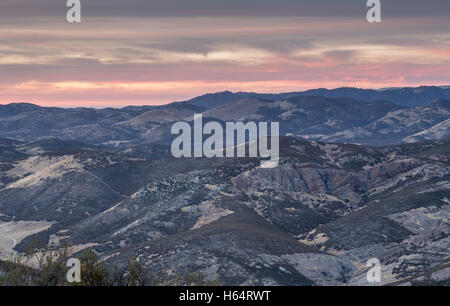 Sunset over Salinas Valley from Chalone Peak Trail Stock Photo