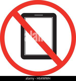 icon with sign prohibited tablet Stock Vector